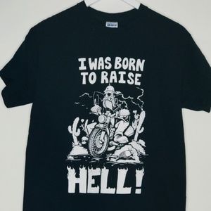 Born To Raise Hell Black Men Graphic Tee Shirt Medium